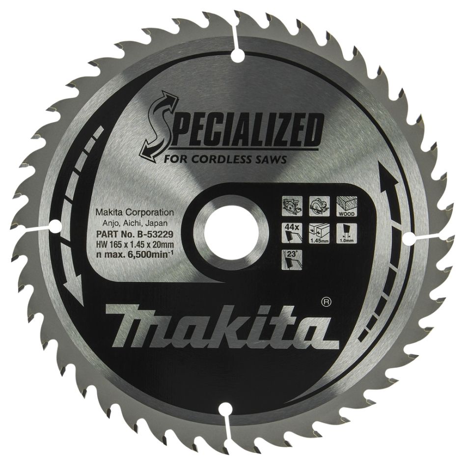 Makita Accessories B-53229 Λεπίδα κυκλικού πριονιού Ξύλου Specialized 165 x 20 x 1,45 44T