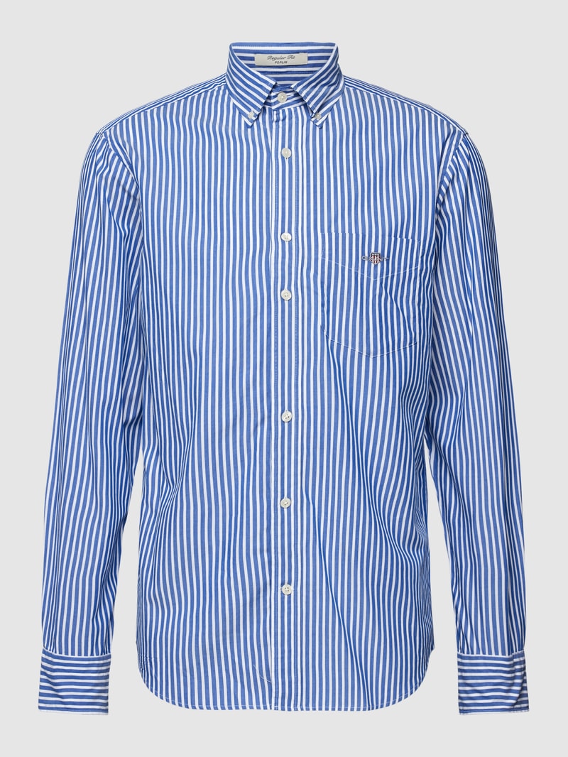 Regular Fit Freizeithemd mit Streifenmuster Modell 'POPLIN' in blau
