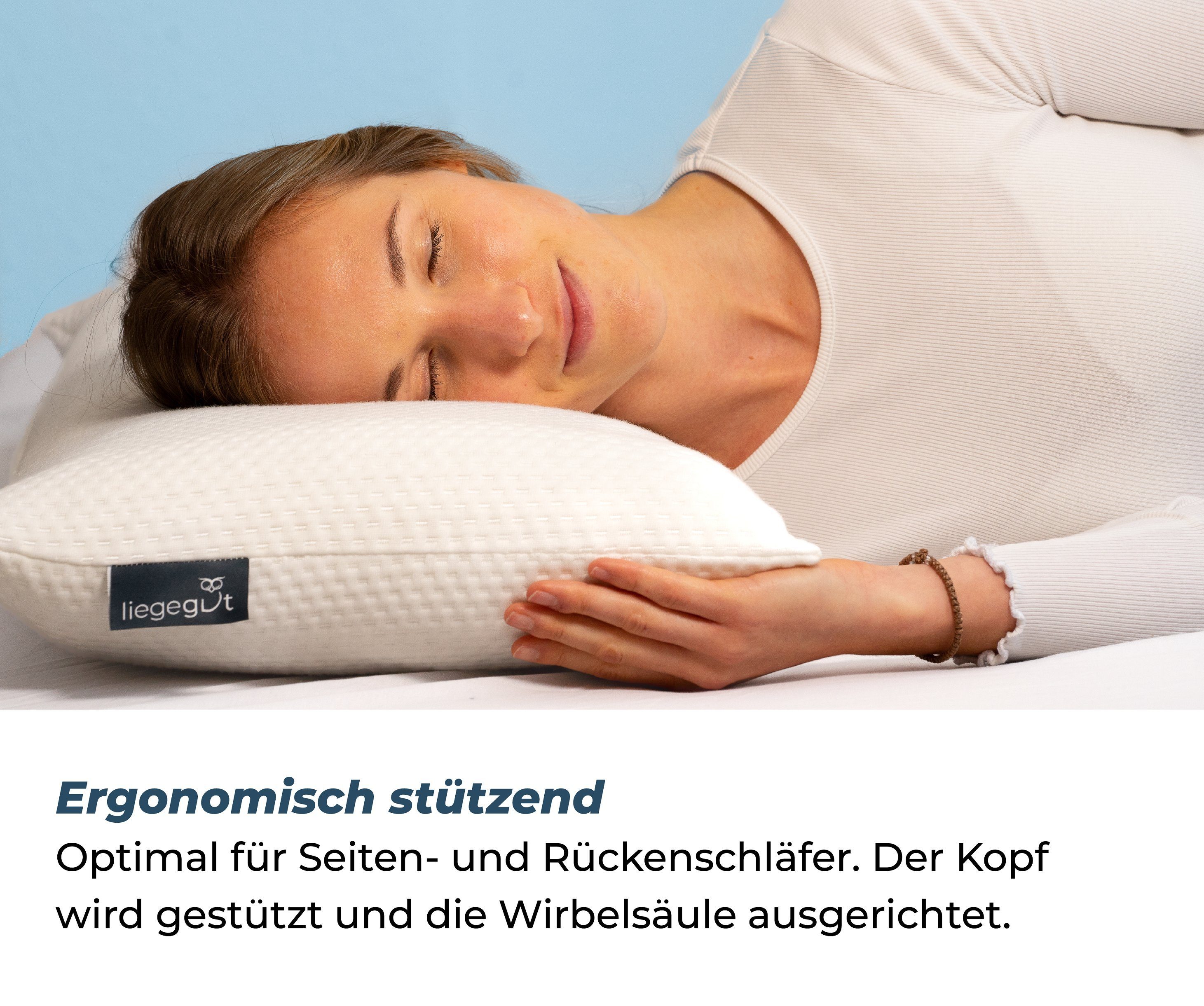 Nackenstützkissen Soft-Touch, liegegut, Füllung: Visco-Gelschaum, Seitenschläfer, Rückenschläfer, Atmungsaktiv durch Perforation