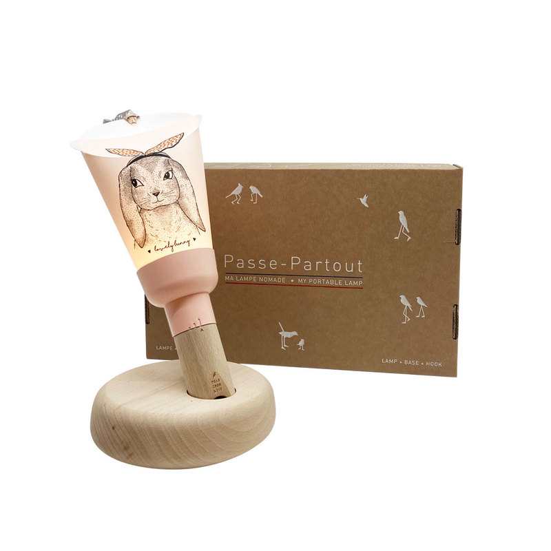 Coffret 5 en 1 Lampe Nomade Lapin So Sweet rose poudré Polochon and cie