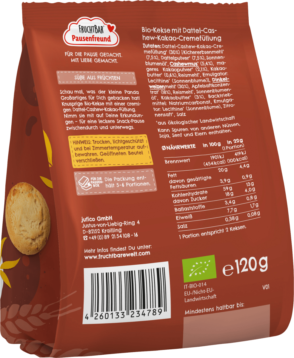 Kinderkekse Dattel, Cashew & Kakao, ab 3 Jahren, 120 g