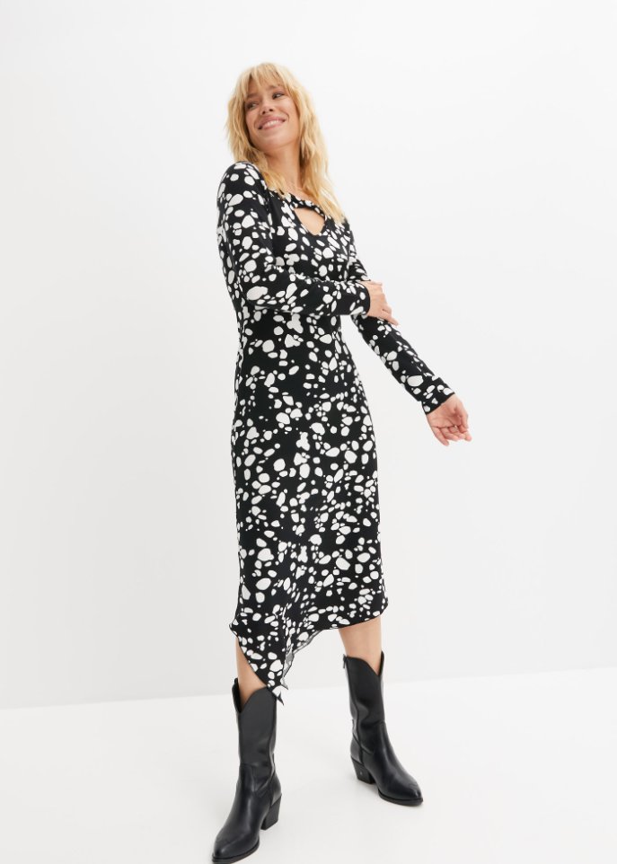 Asymmetrisches Midikleid mit Cut-Out