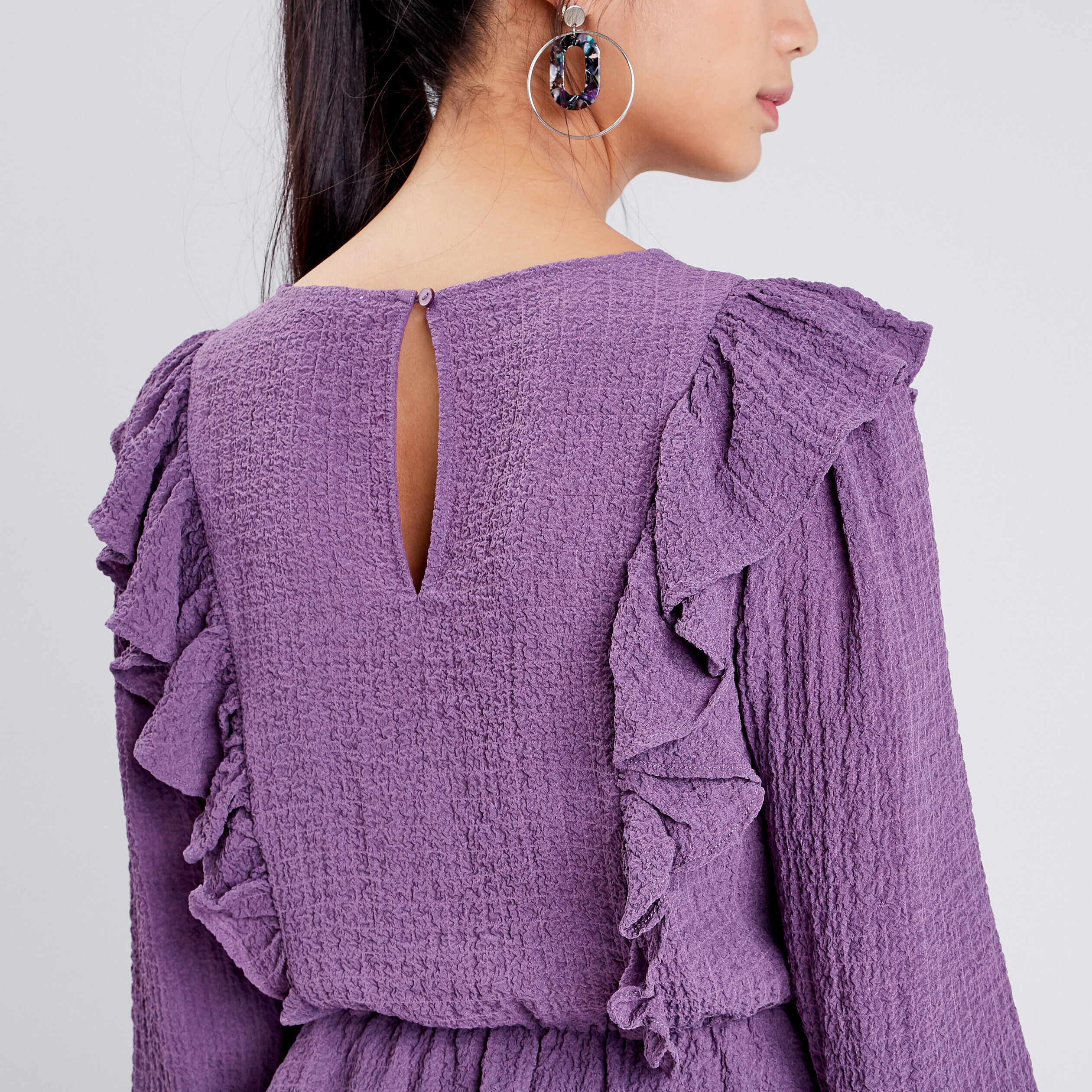Blouse manches longues violet femme | Cache Cache