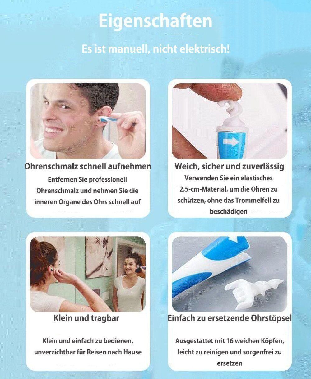 KINSI Ohrenreiniger Rotary Ear Picker, mit 16 Ohrbügeln, Blau