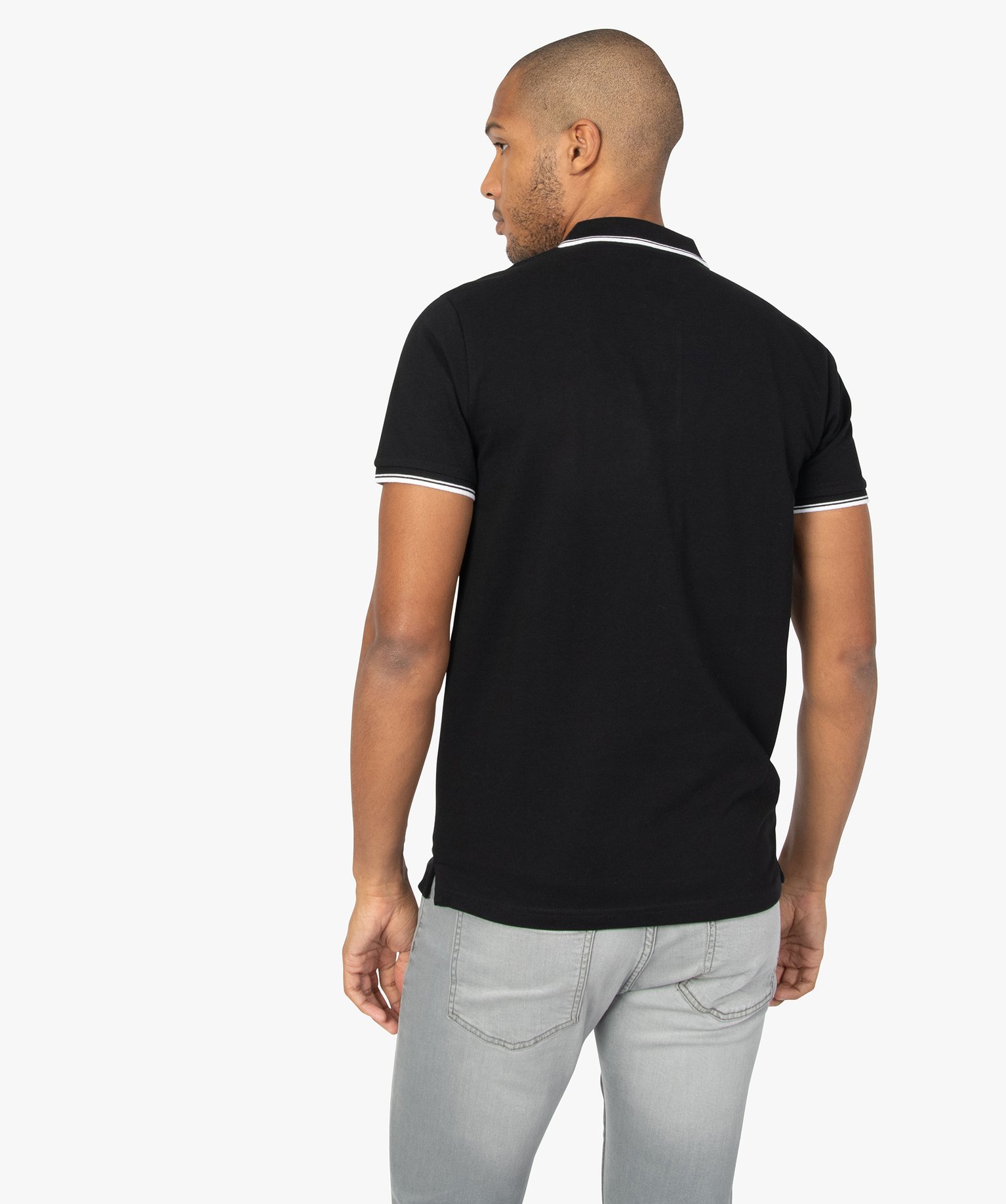 Polo homme à manches courtes 100% coton bio noir | GEMO