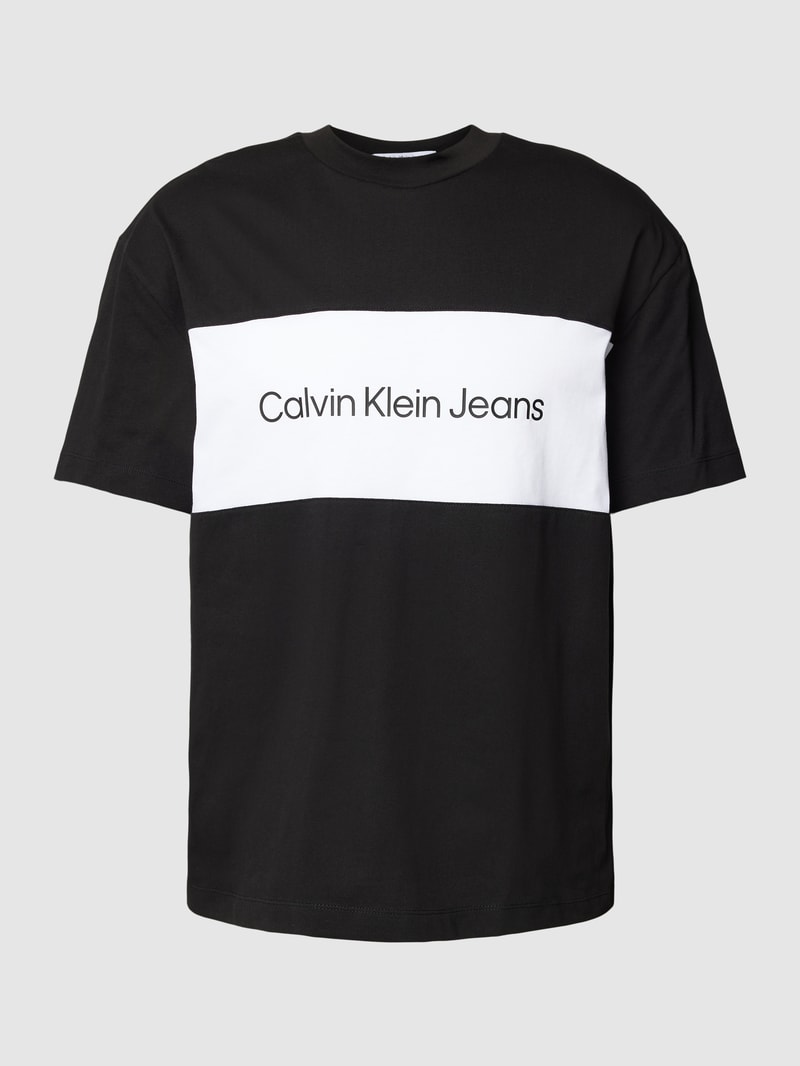 Oversized T-Shirt mit Label-Print Modell 'BLOCKING' in black