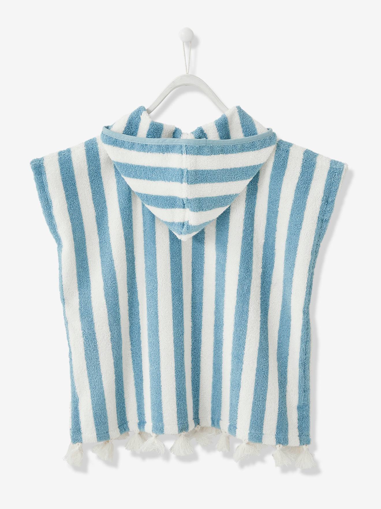 Vertbaudet Baby Badeponcho, personalisierbar - blau/weiß gestreift