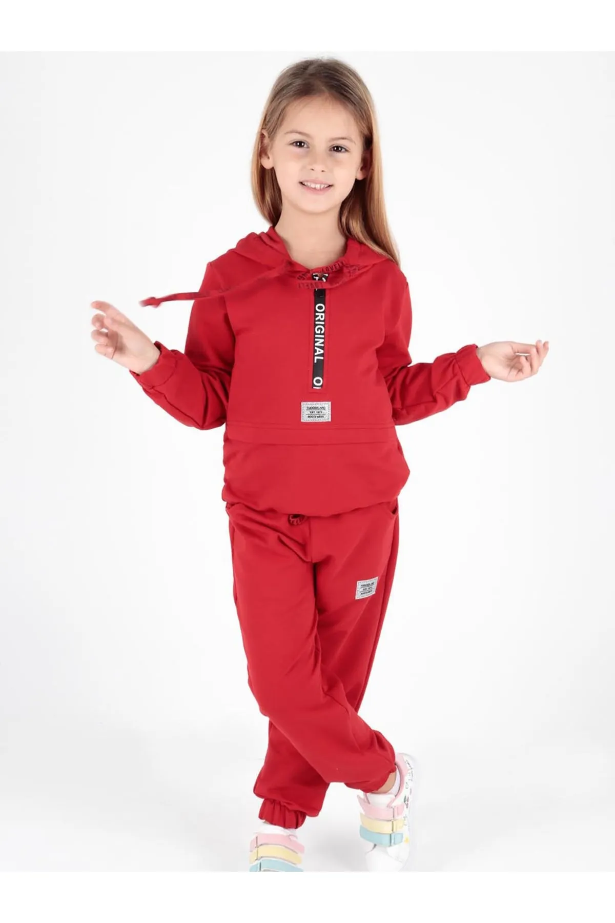 AHENGİM  Junges bedrucktes Trend-Trainingsanzug-Set für Mädchen Ak2233