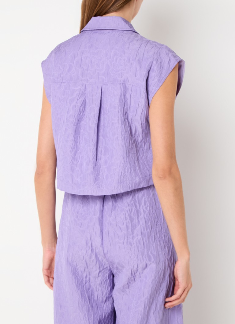 Essentiel Antwerp  Mouwloze cropped blouse met jacquard dessin