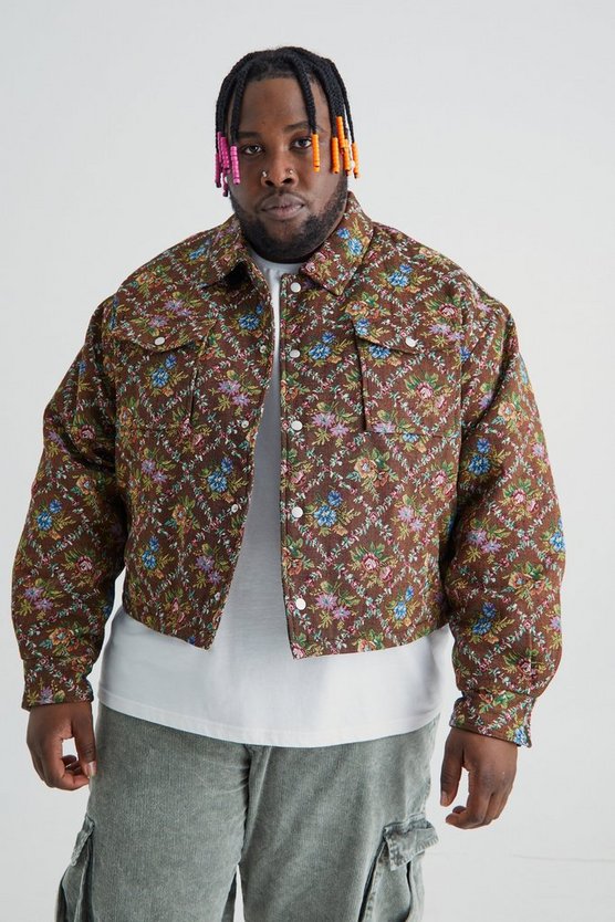 Plus kastige florale Trucker-Jacke