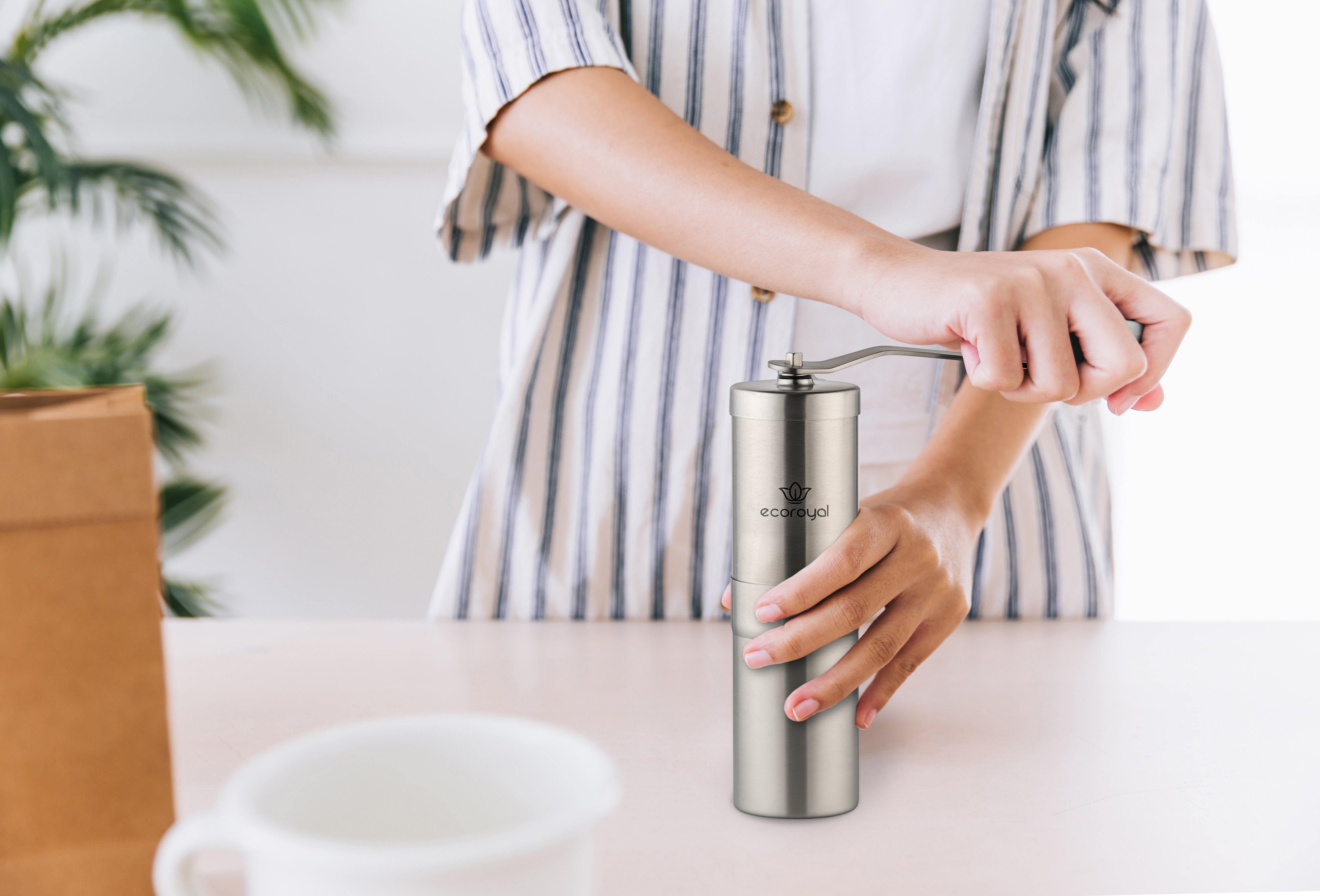 ecoroyal Kaffeemühle Kaffeemühle manuell I Präzise Mahlgradeinstellung stufenlos, Kegelmahlwerk
