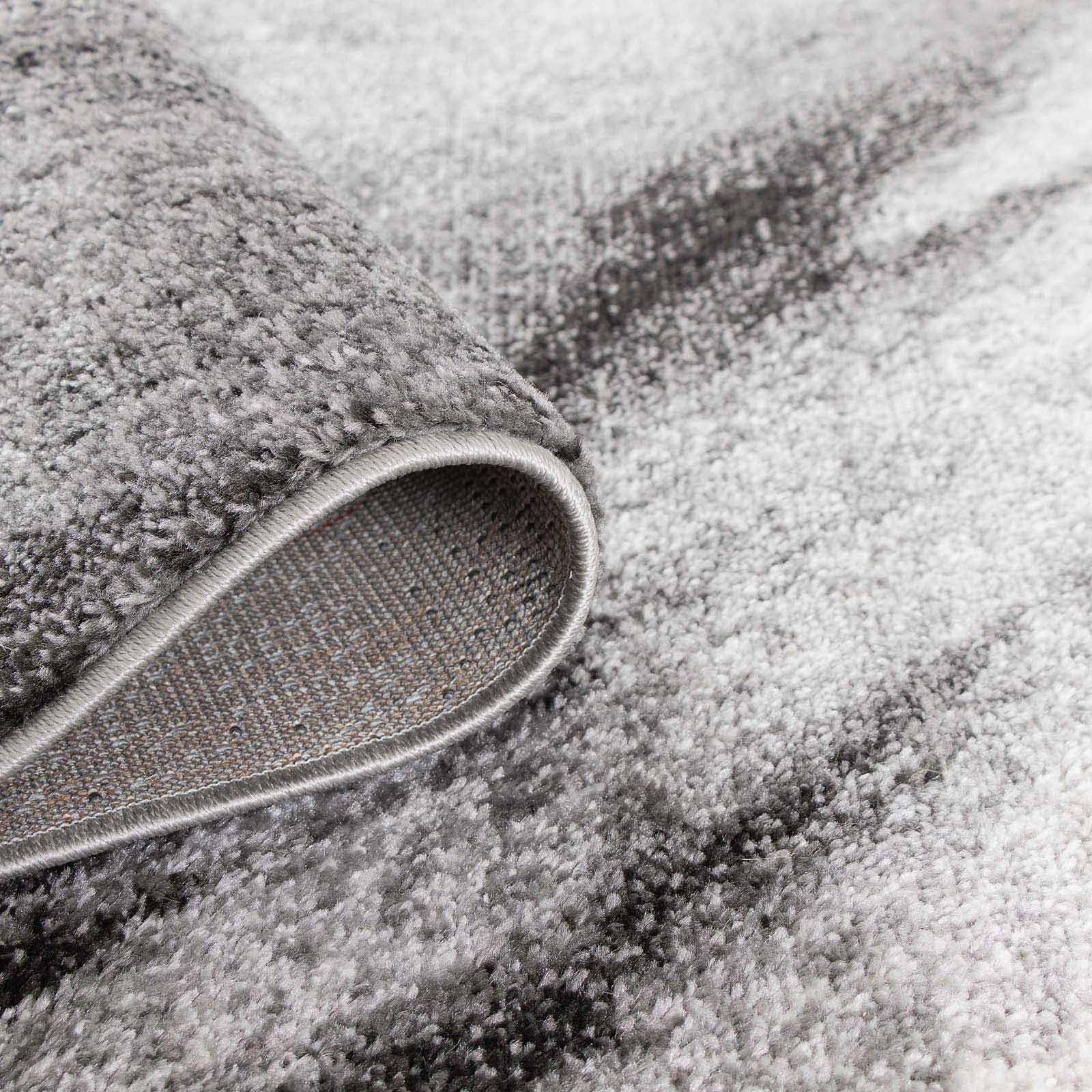Teppich Moderner Designerteppich TC-Fashion 6116 Circle in grau, blau, beige, TaraCarpet, rechteckig, Höhe: 12 mm, Kurzflor Kreise grau Wohnzimmer Schlafzimmer Kinderzimmer 080x140 cm