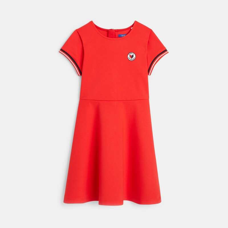 Robe patineuse en jersey milano rouge fille