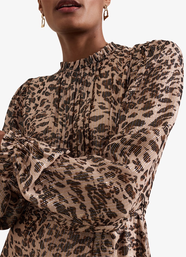 Abito midi Eve di Phase Eight, con stampa leopardata e lurex