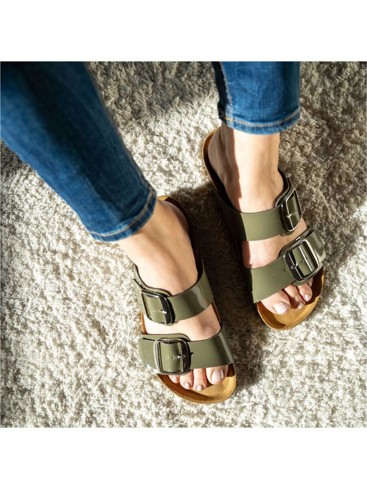 palado Pantoletten in Lack Creme Olive günstig kaufen