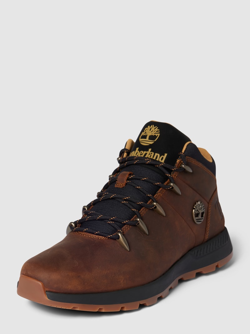 Schnürstiefel mit Label-Detail Modell 'CATHAY' in mittelbraun