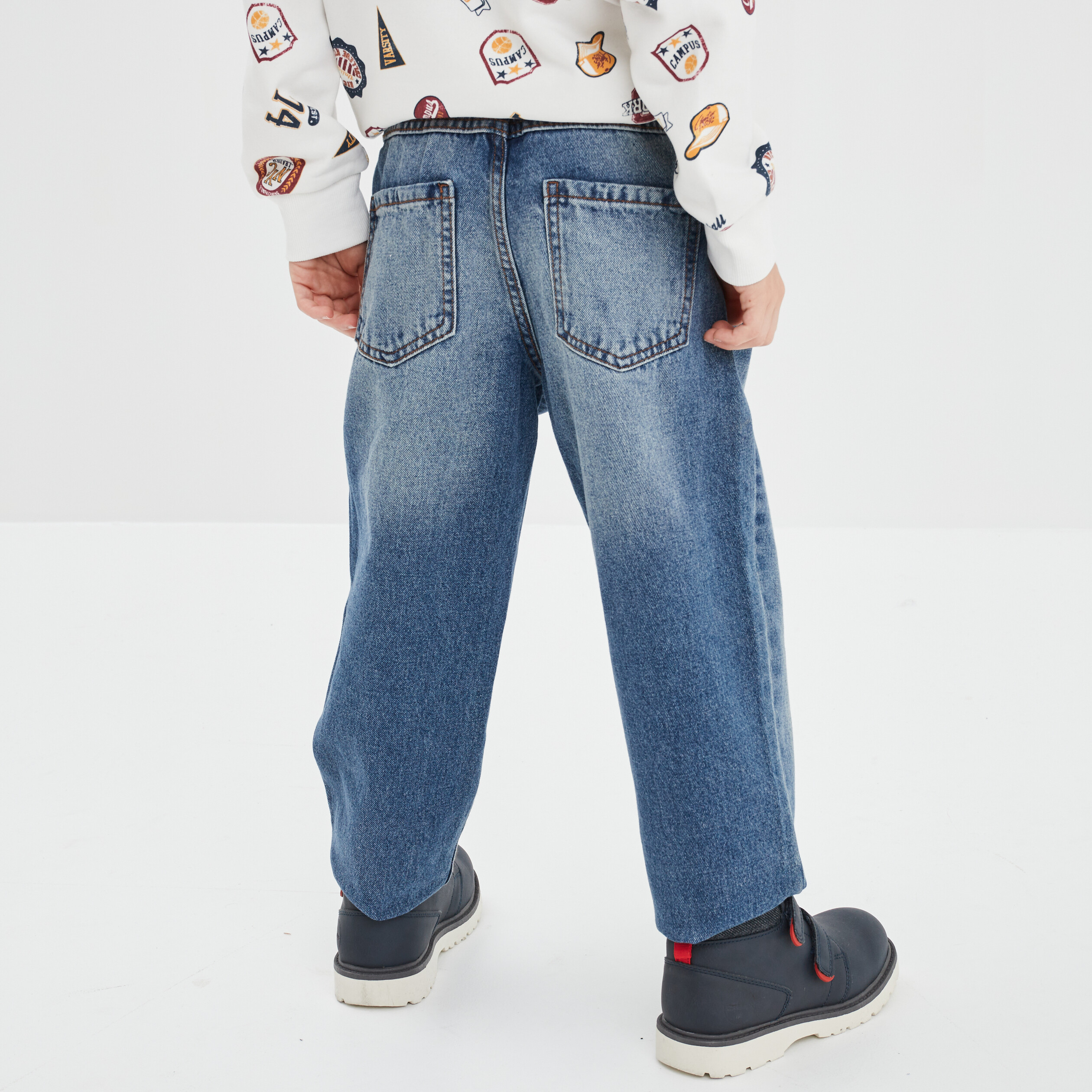 Jeans regular patchs coton Creeks denim double stone garçon | La Halle