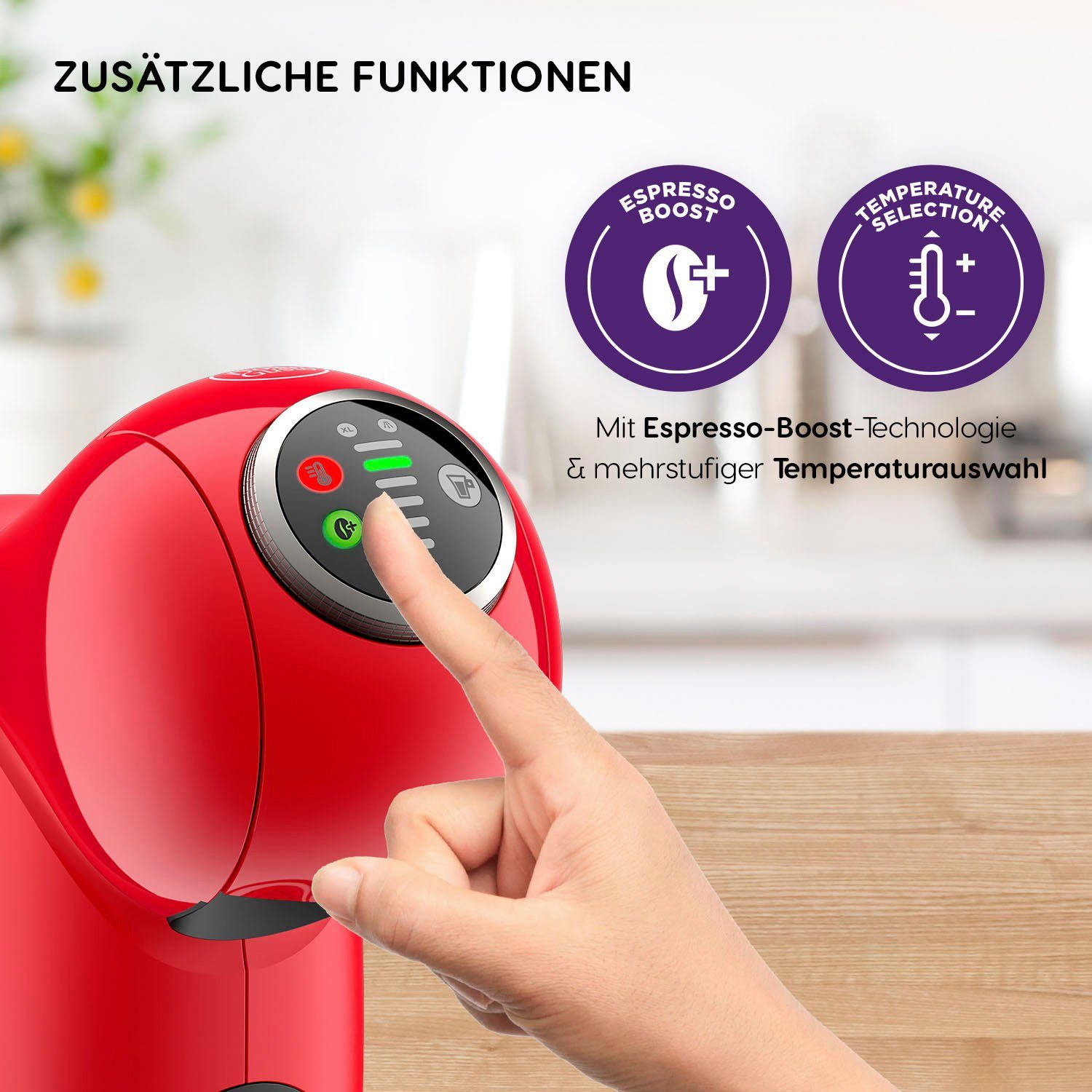 NESCAFÉ® Dolce Gusto® Kapselmaschine KP3405 Genio S Plus, Temperaturwahl, automatische Abschaltung, 0,8 Liter Wassertank