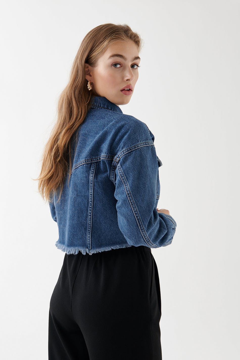 Raw cropped denim jacket