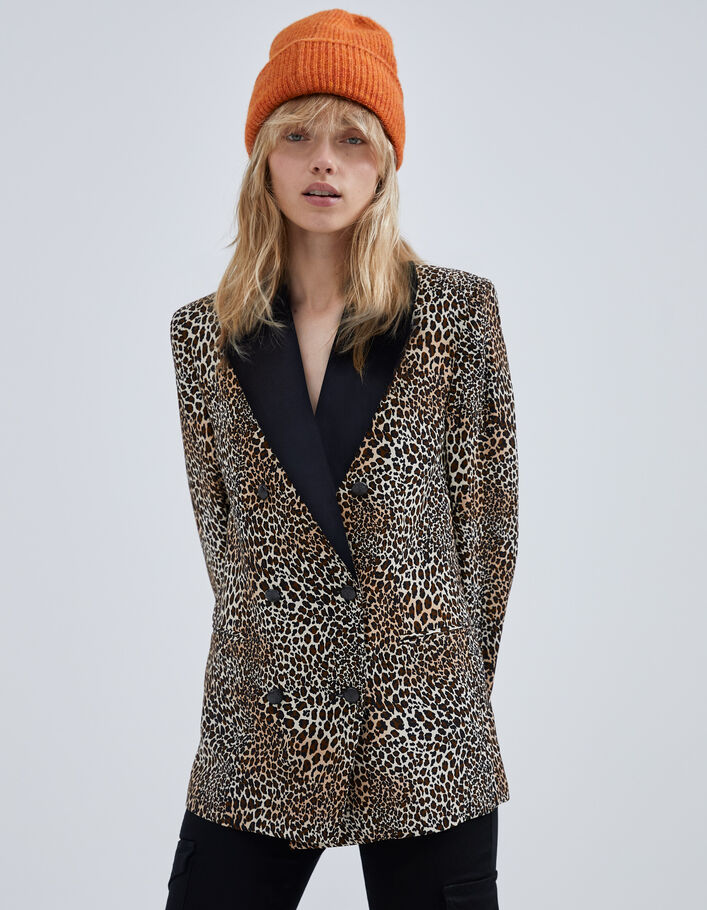 Veste de costume cognac imprimé baby leo Femme