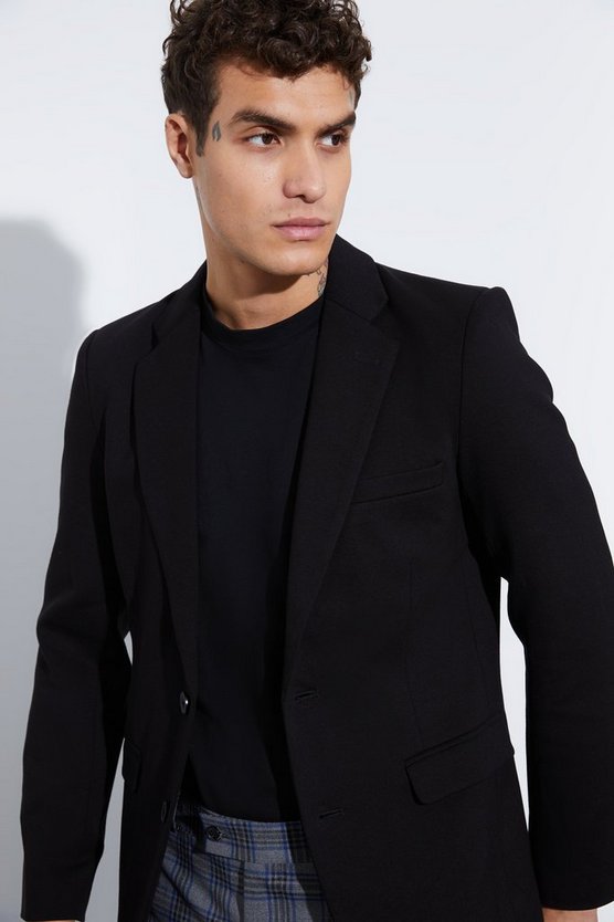 Einreihiger Skinny Jersey-Blazer