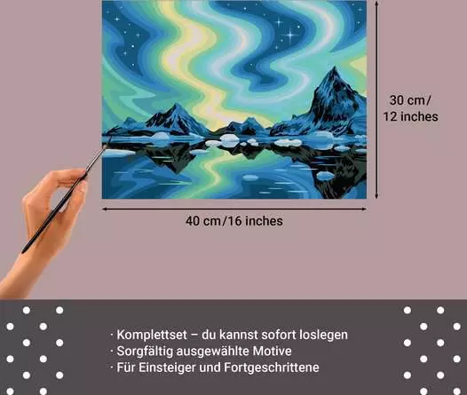 CreArt Leinwand Nordlichter - Malen nach Zahlen für Erwachsene