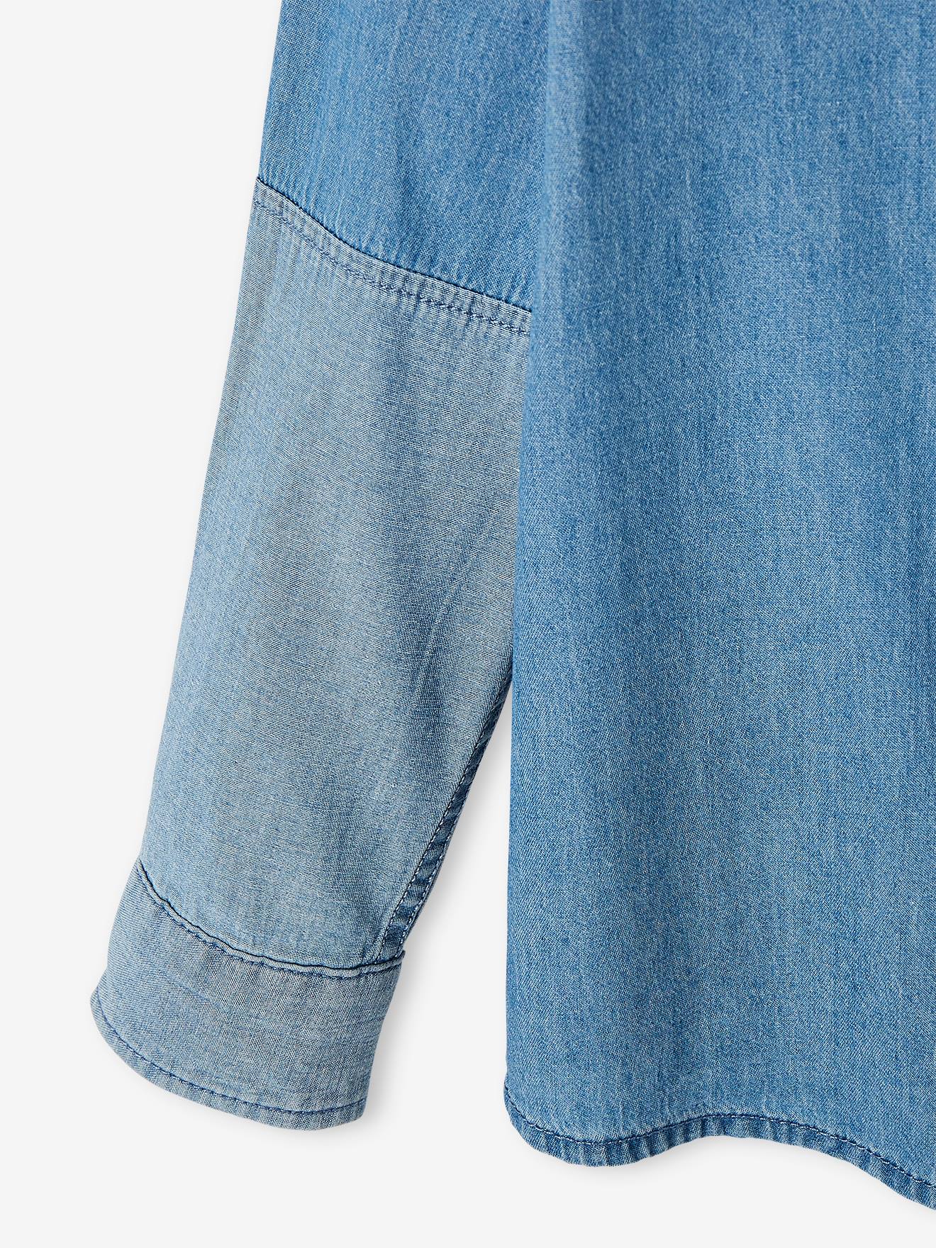 Chemise en jean garçon avec empiècements contrastés stone
