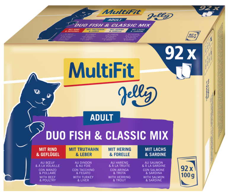 MultiFit Nassfutter MultiFit Adult Jelly Duo Fish & Classic Mix Multipack XXL 92x100g