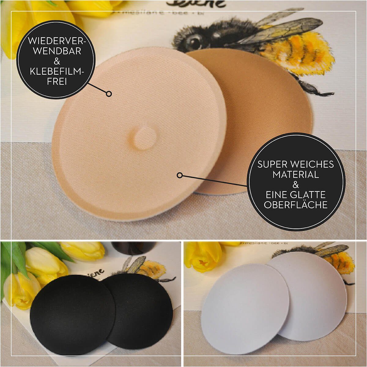 Miss Perfect Brustwarzenabdeckung W2G7000023457, Schaumstoff Haut, Weiß oder Schwarz, Silikon Haut oder Vlies Haut