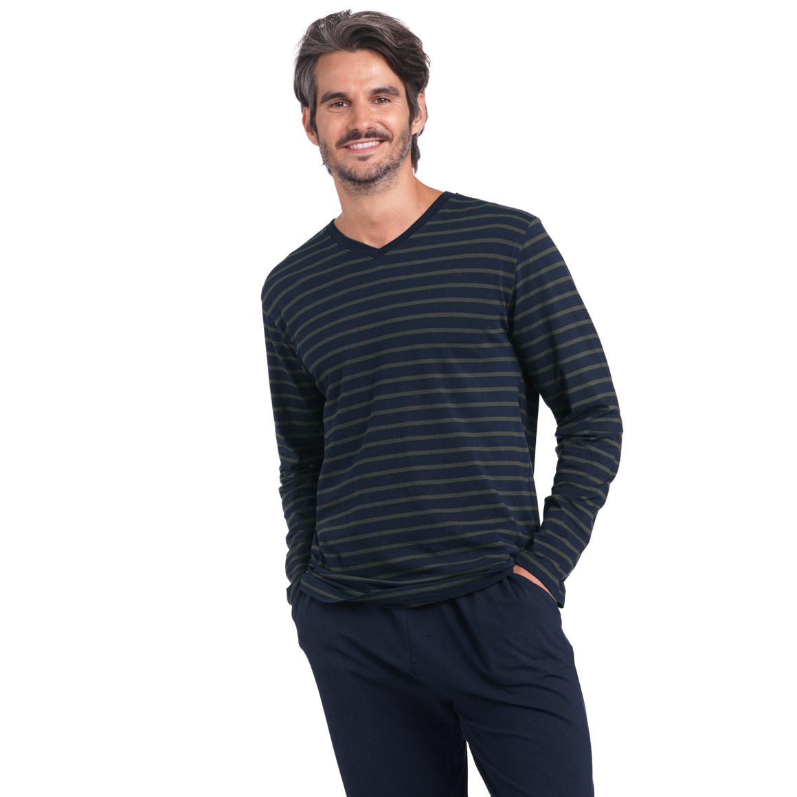 Herren Schlafshirt mit V-Ausschnitt
