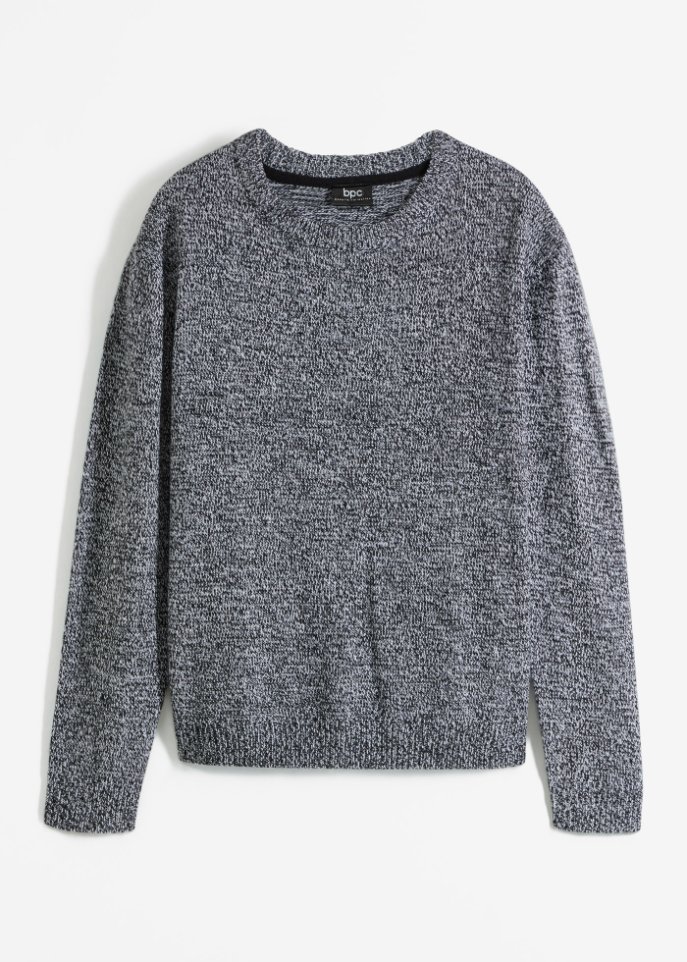Strick-Pullover mit Rundhals-Ausschnitt in Melange