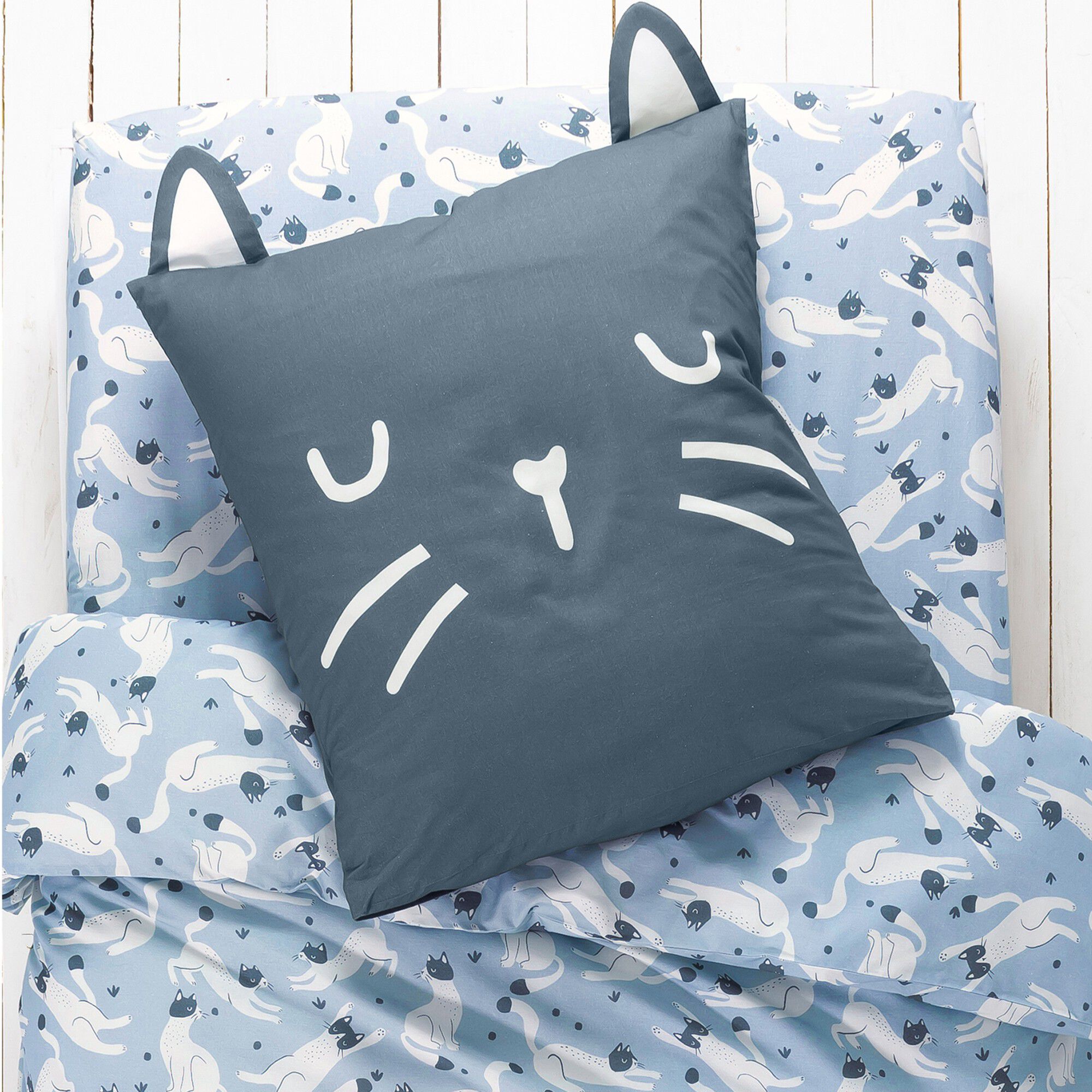 Linge de lit enfant imprimé chats Miaou 1 personne
