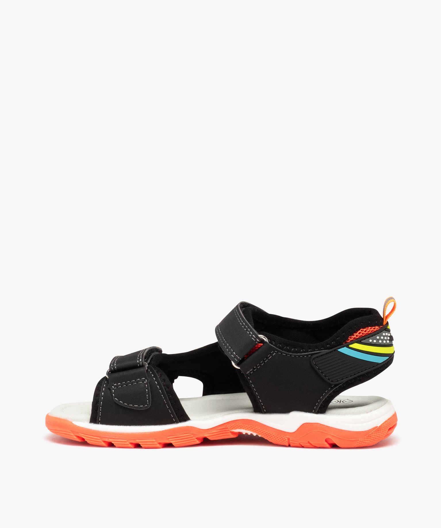 Sandales Garçon avec double scratch et à détails fluo noir | GEMO