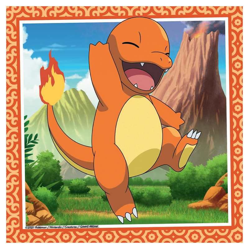Puzzles Pokemon Salameche, Bulbizarre et Carapuce 3 x 49 pièces