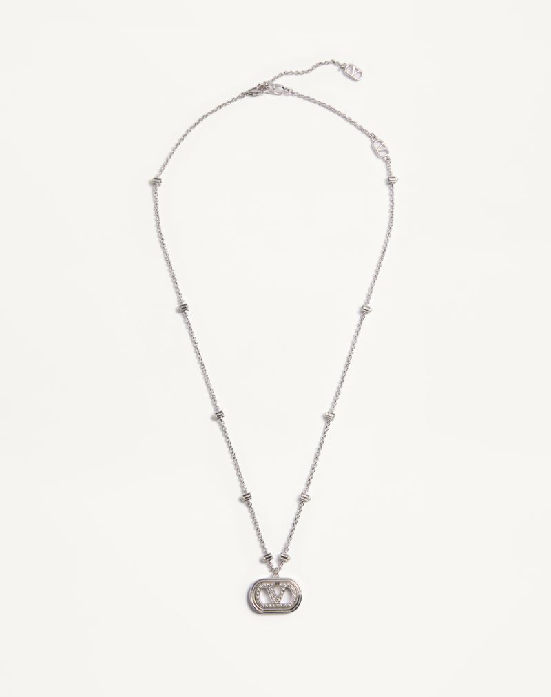 Colar com a assinatura VLogo em metal, pérolas e cristais Swarovski®