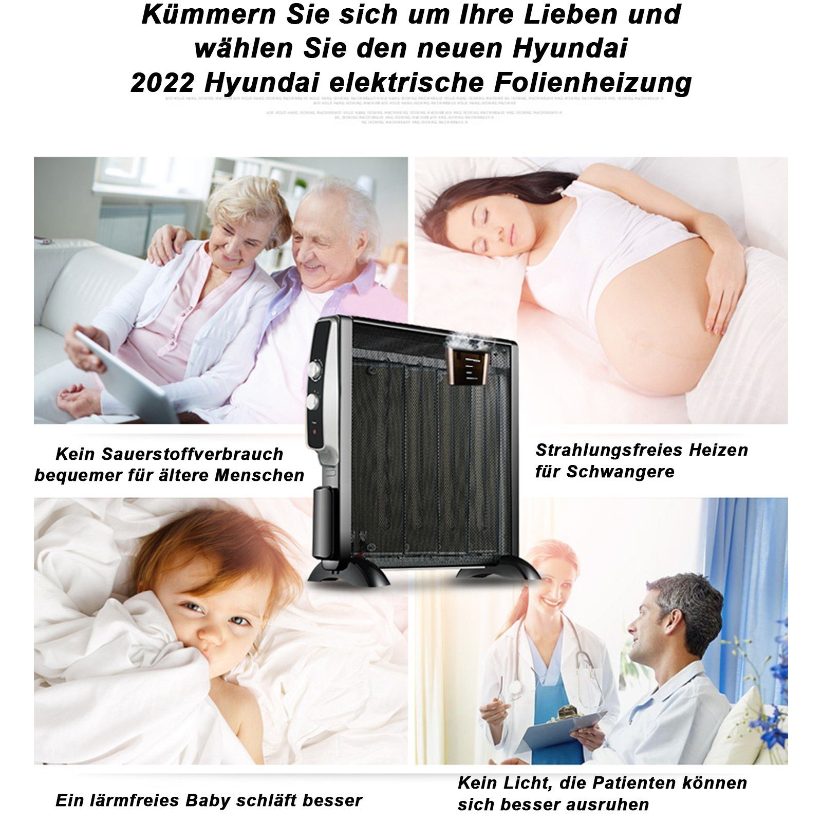 Fine Life Pro Heizgerät 2500W einstellbarer Thermostat, 2500 W, 3 Heizstufen,Sicher und energieeffizient