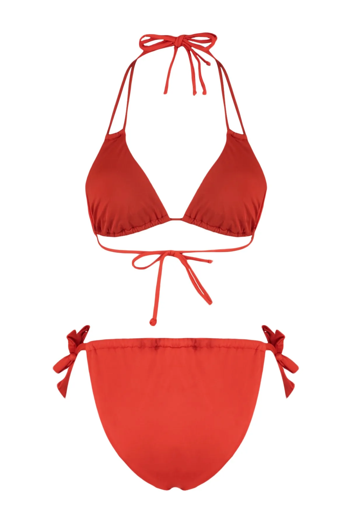 Trendyol Collection  Rotes Dreieck-Tunnel-Bikini-Set mit hohem Beinausschnitt TBESS22BT0037