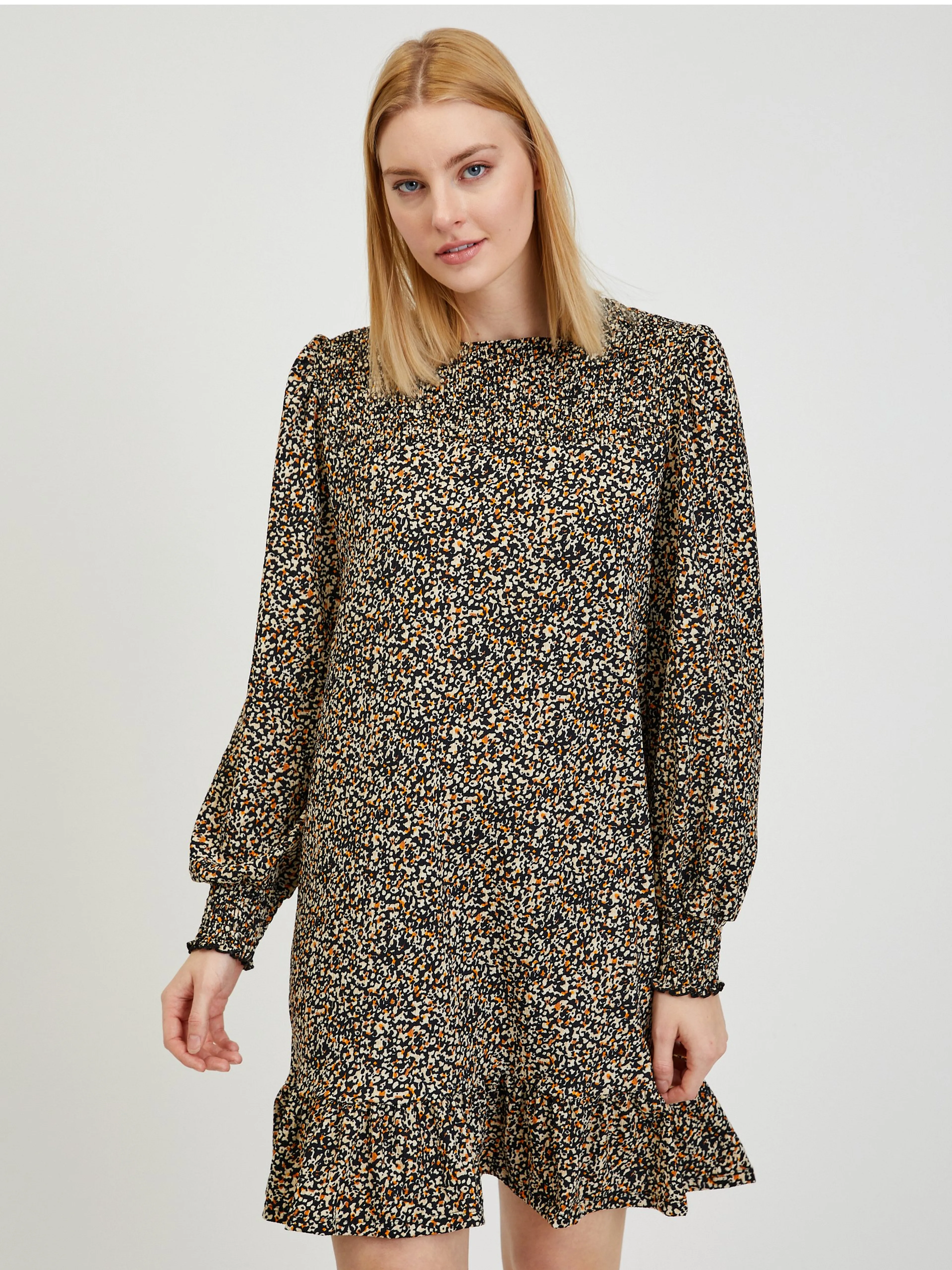 Schwarzes gemustertes Damenkleid ORSAY