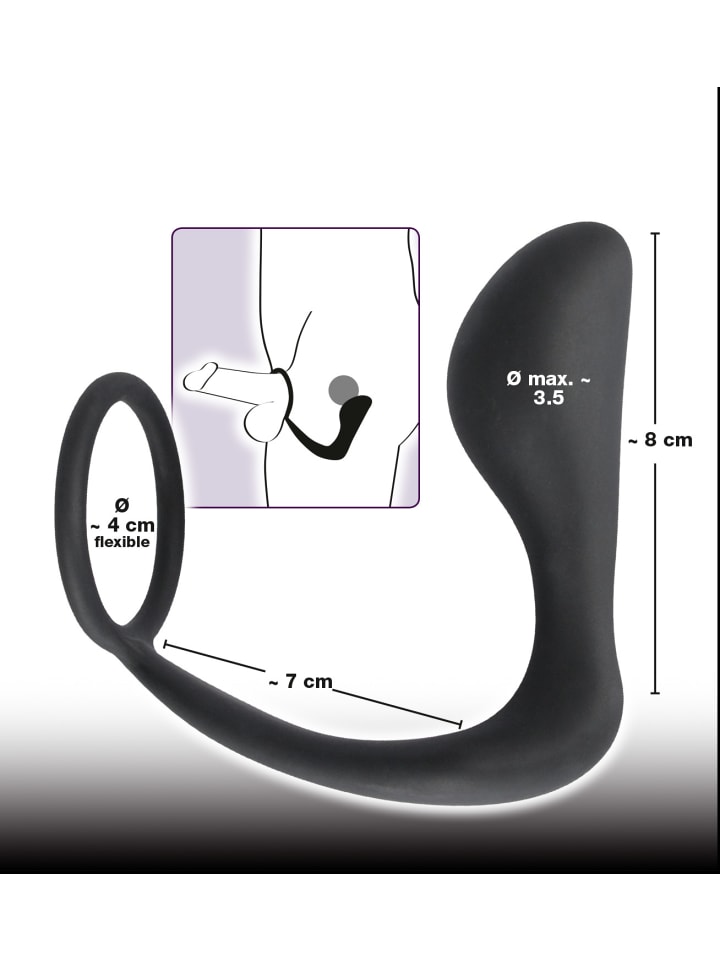 Black Velvets Analplug mit Penisring Ring & plug in schwarz günstig kaufen 10 cm