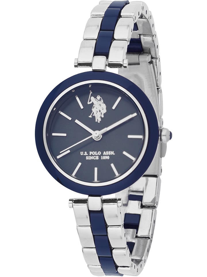 U.S. Polo Assn. Quarzuhr in Silber/ Dunkelblau günstig kaufen onesize