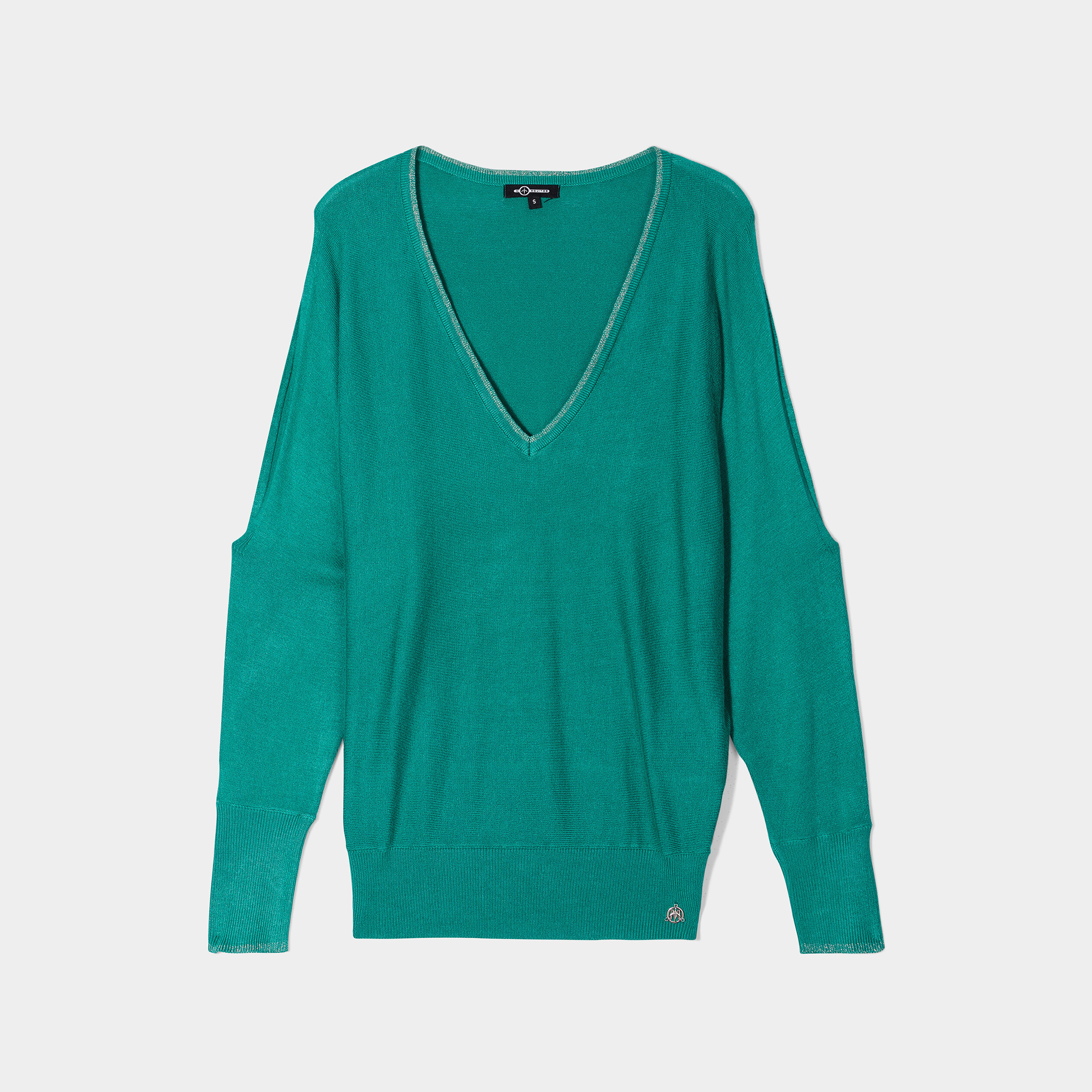 Pull manches chauve-souris à ouvertures vert émeraude femme | La Halle