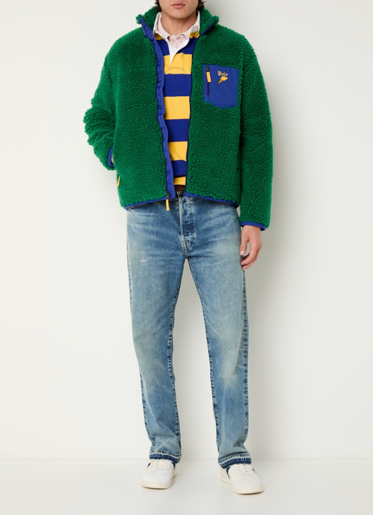 Jaqueta teddy Ralph Lauren com bolsos com zíper e bordado do logotipo.