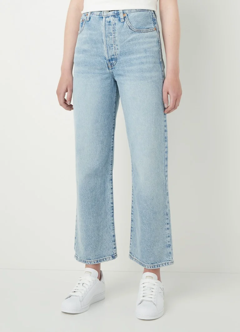 Levi's Ribcage džínsy s vysokým pásom a rovnými nohavicami, skrátené s jemným praním