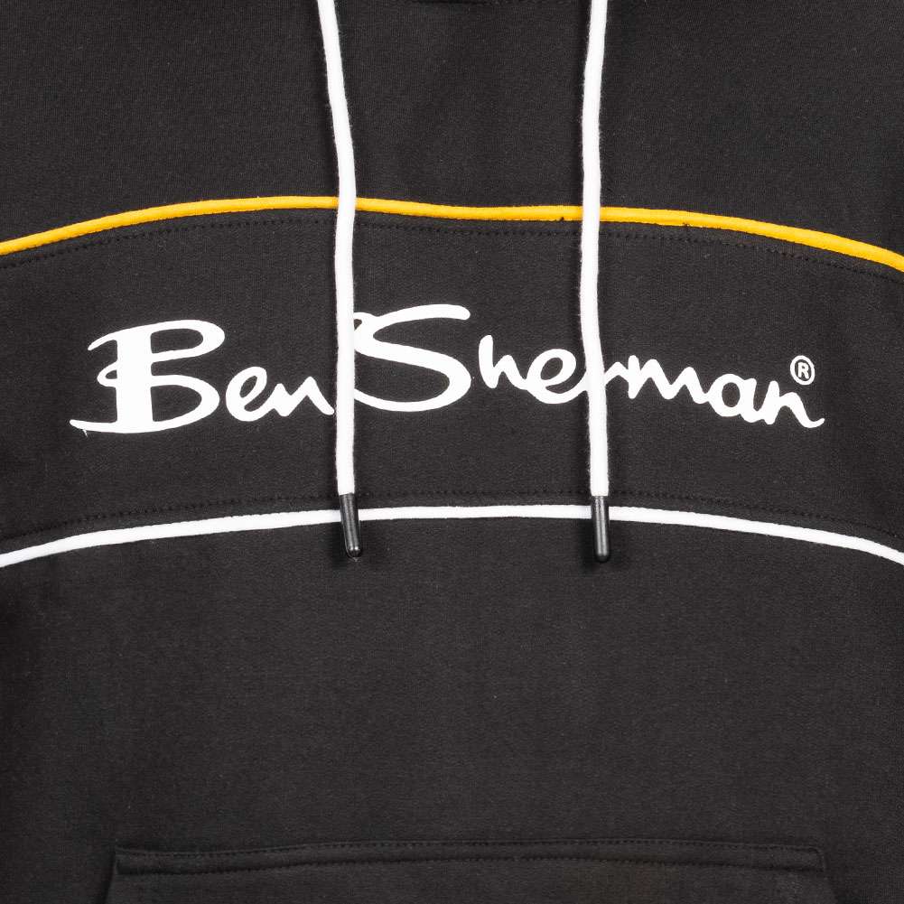 BEN SHERMAN Two Colour Panel Herren Hoodie 0067811-BLACK