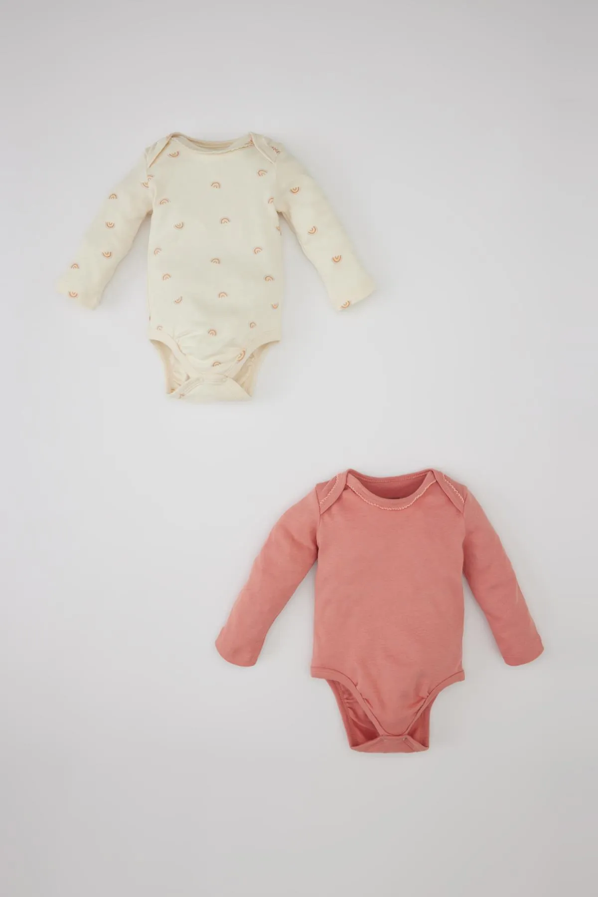 DeFacto  2-teiliger Langarm-Body mit Druckknopf für Neugeborene, Regenbogen-Print, für Babys und Mädchen, B7708a524sp