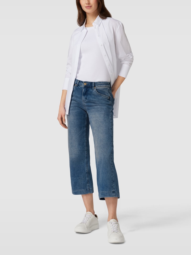 Straight Fit Jeans-Culotte mit Label-Patch Modell 'Rich' in blau
