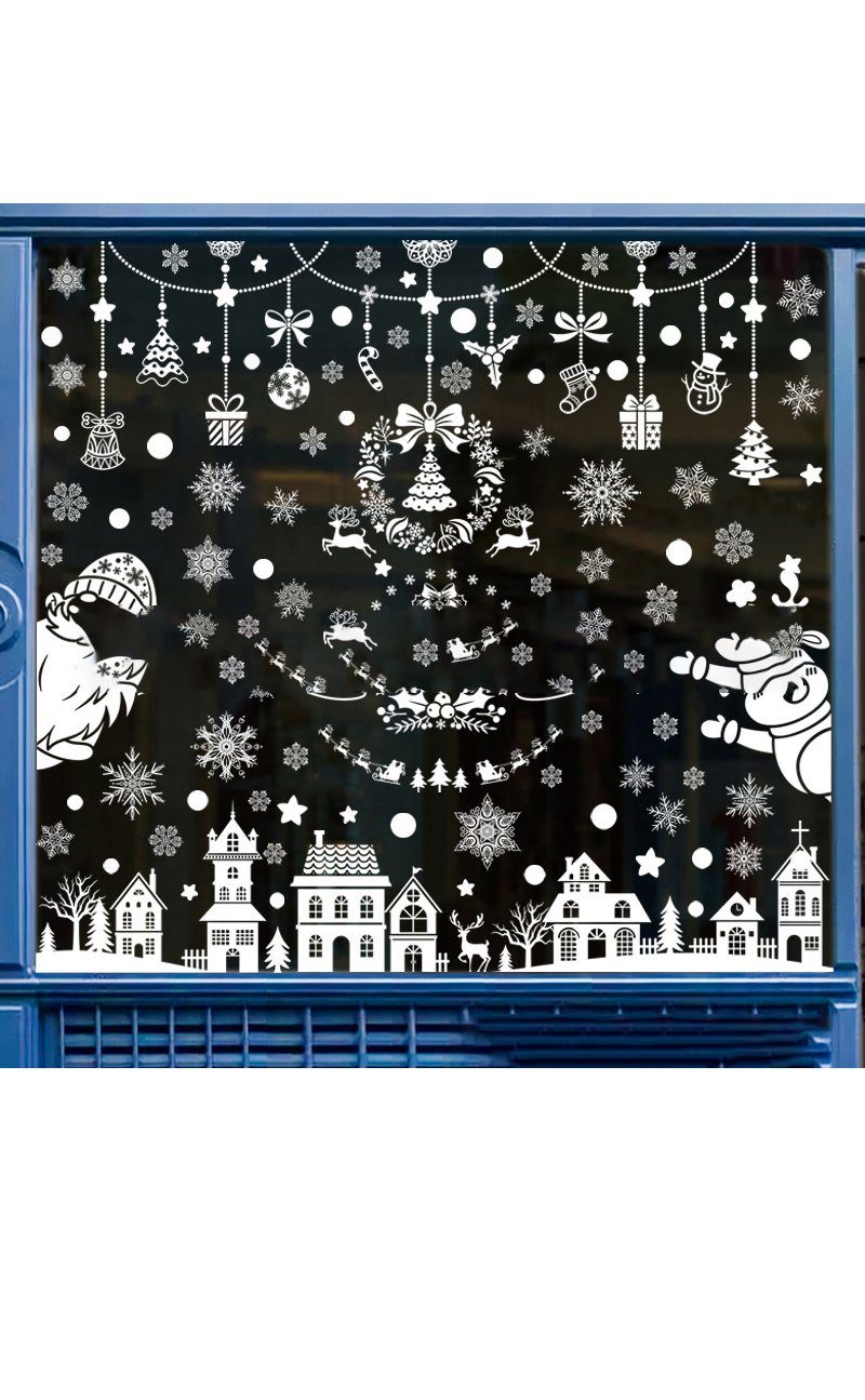 Fenstersticker Weihnachts-Fensterbilder Schneeflocken Fensterdeko, Fenstersticker, aikidio