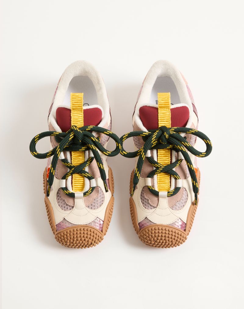 Baskets Amphibia en cuir de veau caoutchouté et cuir de veau
