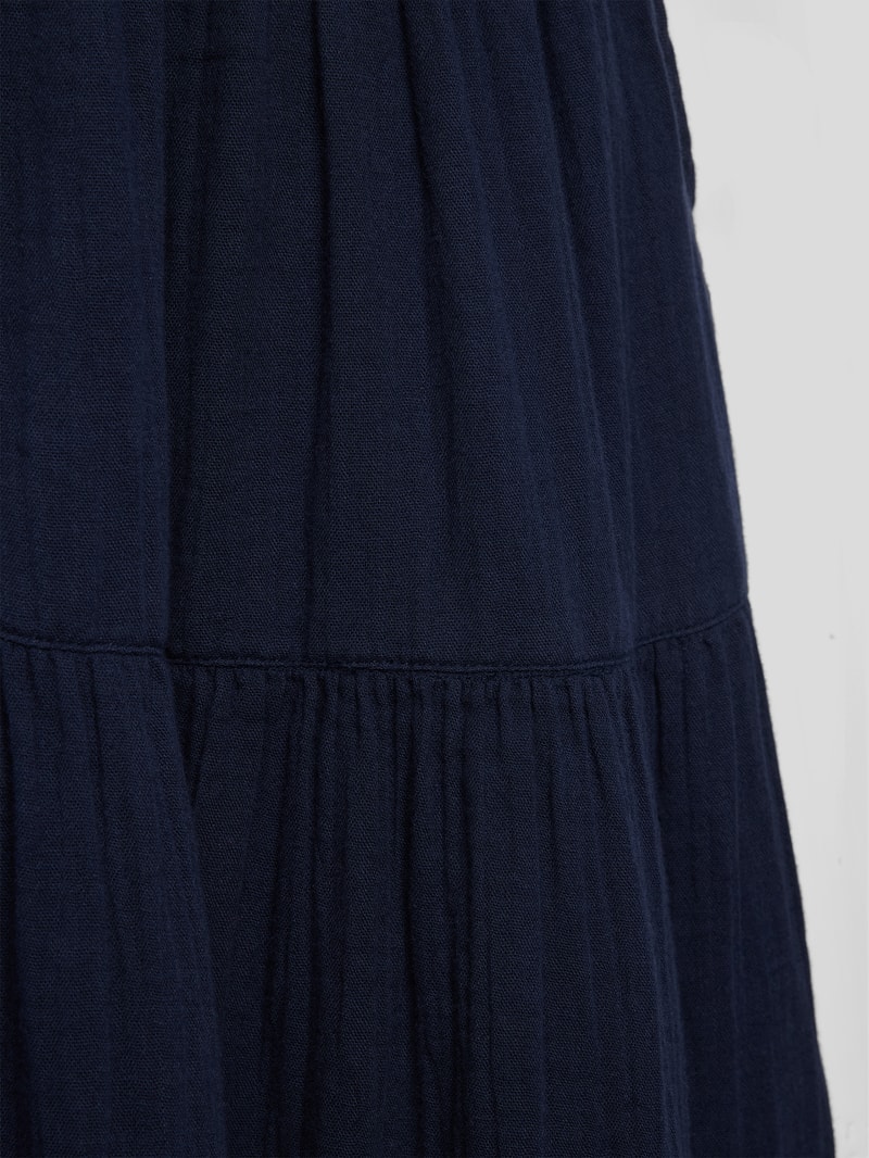 Kleid im Stufen-Look in marineblau