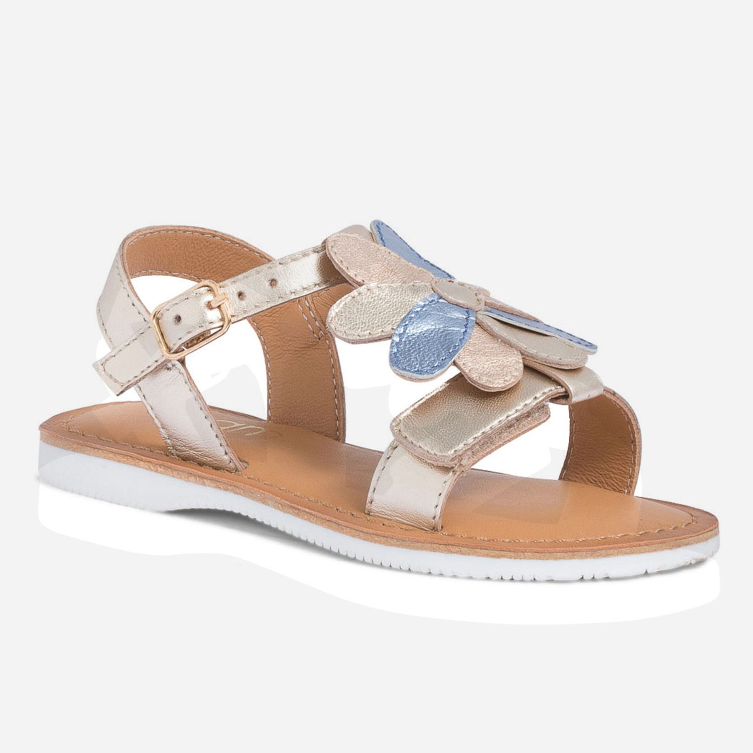 Sandale or en cuir avec décors amovibles